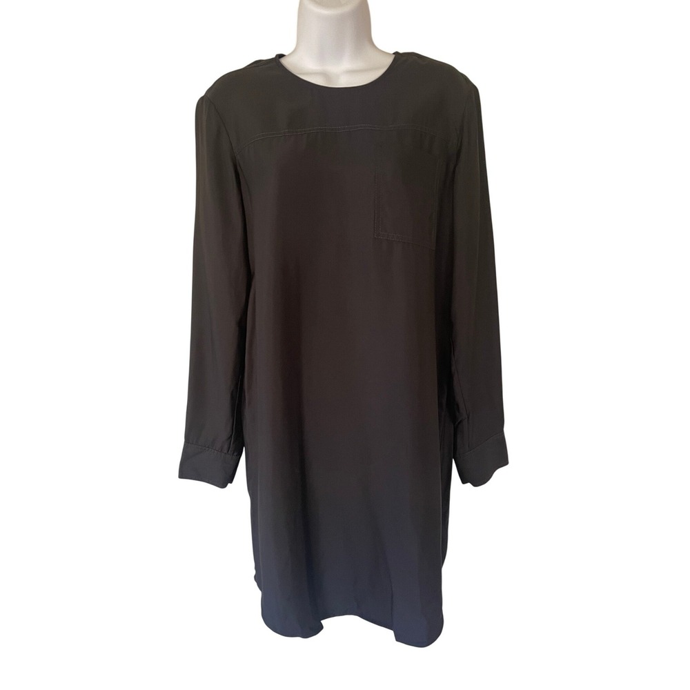 James Perse Black Modal Cupro Long Sleeve Shift Dress WPL6879 Mens‎ Size 2 NWT